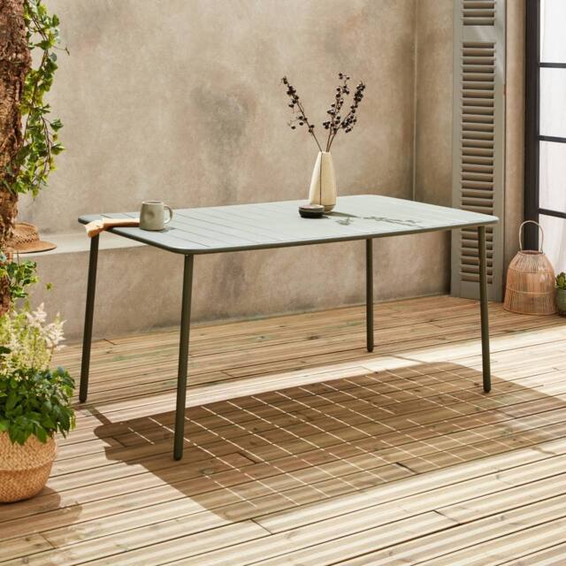 sweeek 6-8 seater rectangular steel garden table in Khaki - image 1
