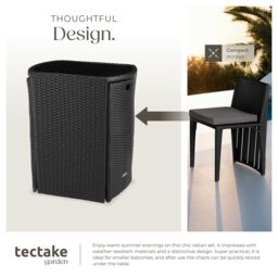 tectake Garden Table & Chairs Hamburg - 2 chairs, 1 dining table, bistro set in Black - Size: 2 Seater - thumbnail 4