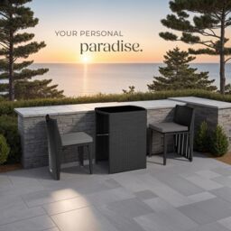 tectake Garden Table & Chairs Hamburg - 2 chairs, 1 dining table, bistro set in Black - Size: 2 Seater - thumbnail 8