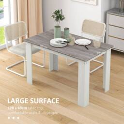HOMCOM Dining Table for 4-6 People, Wood Effect Tabletop, Grey - Size: 120 cm x 70 cm - thumbnail 6