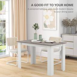 HOMCOM Dining Table for 4-6 People, Wood Effect Tabletop, Grey - Size: 120 cm x 70 cm - thumbnail 4