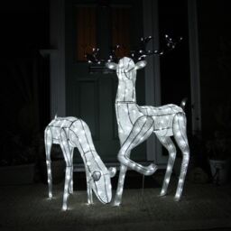 Monstershop Large Light Up Stag & Doe Reindeer Set in White - thumbnail 1
