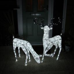 Monstershop Large Light Up Stag & Doe Reindeer Set in White - thumbnail 8