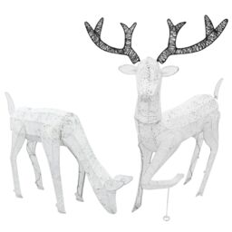 Monstershop Large Light Up Stag & Doe Reindeer Set in White - thumbnail 2