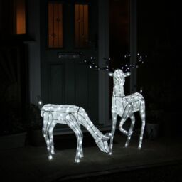 Monstershop Large Light Up Stag & Doe Reindeer Set in White - thumbnail 7