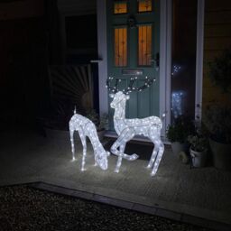 Monstershop Large Light Up Stag & Doe Reindeer Set in White - thumbnail 6