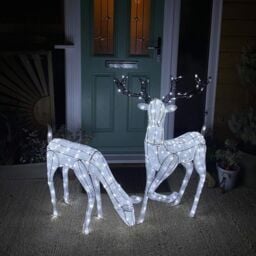 Monstershop Large Light Up Stag & Doe Reindeer Set in White - thumbnail 5