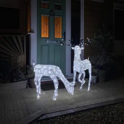 Monstershop Large Light Up Stag & Doe Reindeer Set in White - thumbnail 4