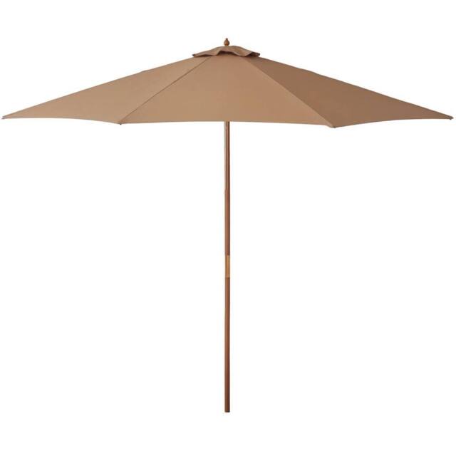 SPETLEK Khaki 3m Wooden Pole Parasol Outdoor Garden Sun Shade Canopy in Taupe - Size: 100 cm x 15 cm - image 1