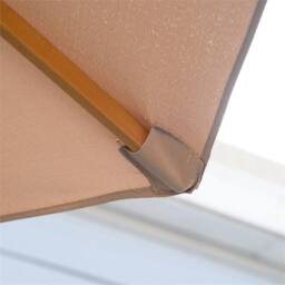 SPETLEK Khaki 3m Wooden Pole Parasol Outdoor Garden Sun Shade Canopy in Taupe - Size: 100 cm x 15 cm - thumbnail 5