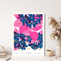 ARTZE Abstract Blue & Pink Blossom Flower Market Gallery Framed Print SIZE: A2 with White Frame in Mid Blue - Size: A4 - thumbnail 2