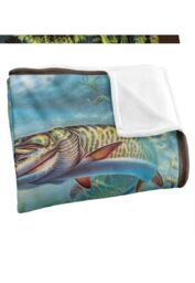 JQ Licensing Provoked Musky Fishing Silky Touch Super Soft Throw Blanket 152 X 127 cm in White - thumbnail 3