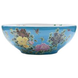 Berkfield Home Countertop Basin Multicolour Round Œ¶41x14 cm Ceramic in Blue - Size: 41x14 cm
