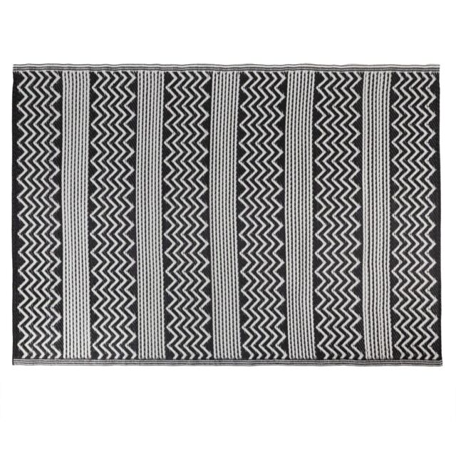 JVL Lightweight Reversible Plastic Woven Outdoor Rug, 120x170cm, ZigZag in Black - Size: 120 x 180 cm - image 1