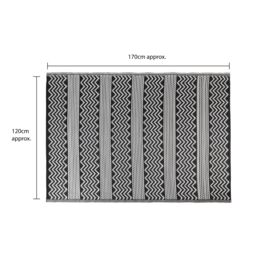 JVL Lightweight Reversible Plastic Woven Outdoor Rug, 120x170cm, ZigZag in Black - Size: 120 x 180 cm - thumbnail 8