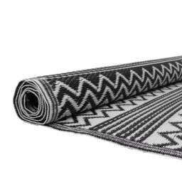 JVL Lightweight Reversible Plastic Woven Outdoor Rug, 120x170cm, ZigZag in Black - Size: 120 x 180 cm - thumbnail 6