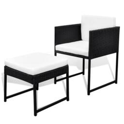 Berkfield Home Elegant 9 Piece Outdoor Dining Set with Cushions Poly Rattan Black - thumbnail 6