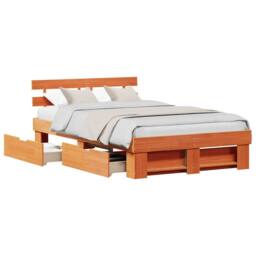 Berkfield Home with Drawer with Headboard with Storage Wax brown 120 x 190 cm So - thumbnail 3