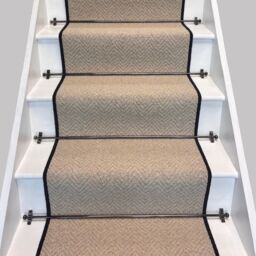 RainbowHome Herringbone Royal Sterling Stair Runner With 100% Pure Wool Edge in Beige - Size: 70 cm x 700 cm - thumbnail 1