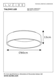 Lucide 'TALOWE' Dimmable Stylish Indoor Decorative LED Flush Ceiling Light in White - thumbnail 5