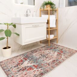 Kukoon Beige Grey Distressed Vintage Washable Living Room Area Rug - Size: 200 cm x 290 cm - thumbnail 6