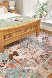 Kukoon Beige Grey Distressed Vintage Washable Living Room Area Rug - Size: 200 cm x 290 cm - thumbnail 5
