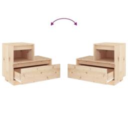 Berkfield Home Bedside Cabinet 60x34x51 cm Solid Wood Pine in Light Tan - Size: 60 x 34 x 51 cm - thumbnail 6