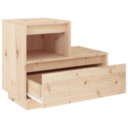 Berkfield Home Bedside Cabinet 60x34x51 cm Solid Wood Pine in Light Tan - Size: 60 x 34 x 51 cm - thumbnail 5