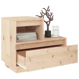 Berkfield Home Bedside Cabinet 60x34x51 cm Solid Wood Pine in Light Tan - Size: 60 x 34 x 51 cm - thumbnail 8