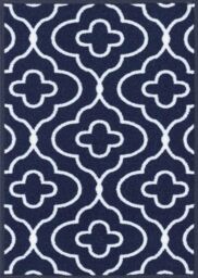 Desire Rugs Anti-Slip Quatrefoil Design Doormat - Machine Washable for Easy Care in Navy - Size: 40 cm x 60 cm - thumbnail 2