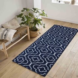 Desire Rugs Anti-Slip Quatrefoil Design Doormat - Machine Washable for Easy Care in Navy - Size: 40 cm x 60 cm - thumbnail 4