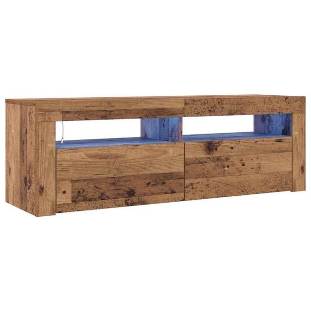 Berkfield Home TV Cabinet with LED Lights Old Wood 120x35x40 cm Engineered Wood in Brown - Size: 120 x 35 x 40 cm - image 1