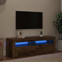 Berkfield Home TV Cabinet with LED Lights Old Wood 120x35x40 cm Engineered Wood in Brown - Size: 120 x 35 x 40 cm - thumbnail 3