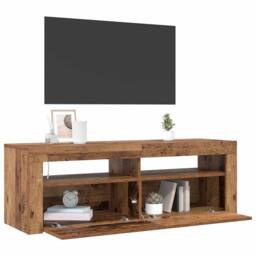 Berkfield Home TV Cabinet with LED Lights Old Wood 120x35x40 cm Engineered Wood in Brown - Size: 120 x 35 x 40 cm - thumbnail 5