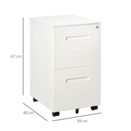 VINSETTO Mobile File Cabinet Home Filing Furniture with Adjustable Partition & Lock in White - thumbnail 3