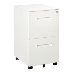 VINSETTO Mobile File Cabinet Home Filing Furniture with Adjustable Partition & Lock in White - thumbnail 2