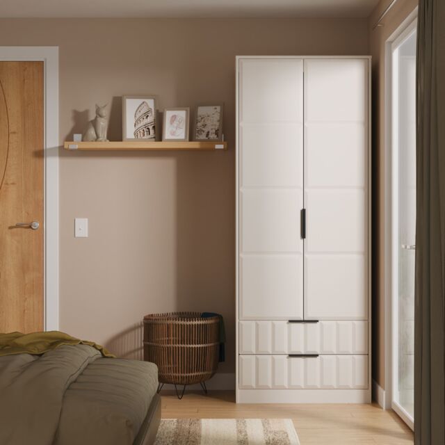 Ready Assembled 2 U Seattle 2 Door Robe 2 Drawer Robe (Ready Assembled) in Taupe - Size: Large - image 1