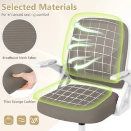 Kelvenix Grey Office Chair Swivel Mesh Desk Chair Adjustable Height - Size: 0.6m2 - thumbnail 5