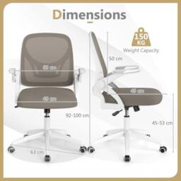 Kelvenix Grey Office Chair Swivel Mesh Desk Chair Adjustable Height - Size: 0.6m2 - thumbnail 2