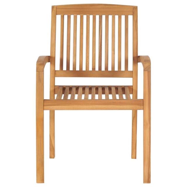 Berkfield Home Stacking Garden Dining Chairs 2 pcs Solid Teak Wood in Brown - image 1