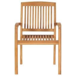 Berkfield Home Stacking Garden Dining Chairs 2 pcs Solid Teak Wood in Brown - thumbnail 1