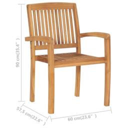 Berkfield Home Stacking Garden Dining Chairs 2 pcs Solid Teak Wood in Brown - thumbnail 6