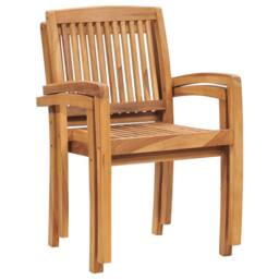 Berkfield Home Stacking Garden Dining Chairs 2 pcs Solid Teak Wood in Brown - thumbnail 4