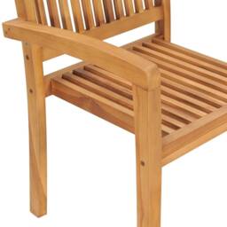 Berkfield Home Stacking Garden Dining Chairs 2 pcs Solid Teak Wood in Brown - thumbnail 5