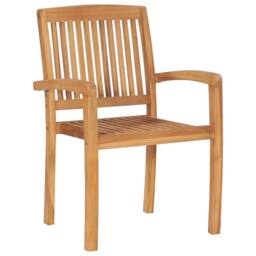 Berkfield Home Stacking Garden Dining Chairs 2 pcs Solid Teak Wood in Brown - thumbnail 3