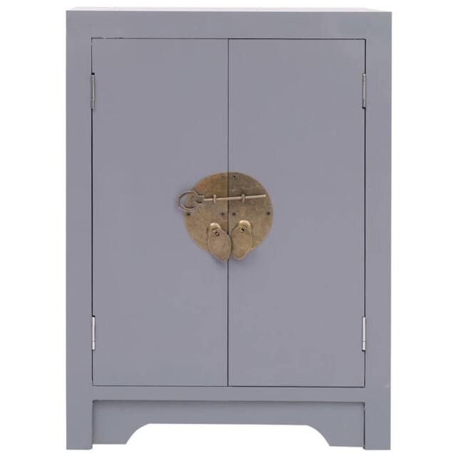 Berkfield Home Bedside Cabinet Grey 38x28x52 cm Paulownia Wood - Size: 38 x 28 x 52 cm - image 1
