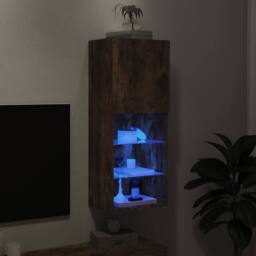 Berkfield Home TV Cabinet with LED Lights Smoked Oak 40.5x30x102 cm in Brown - thumbnail 5