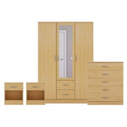 Home Discount Vida Designs 4Pc Bedroom Set 2xBedside, 5Drawer Chest, Mirror Wardrobe in Brown - thumbnail 8