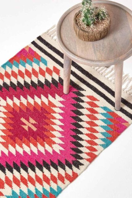 Homescapes Manila Handwoven Patterned Kilim Wool Hall Runner, 66 x 200 cm - Size: 66 cm x 200 cm - image 1