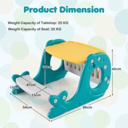 CASART Convertible Kids Activity Table Set Angle-Adjustable Toddler Easel - thumbnail 2